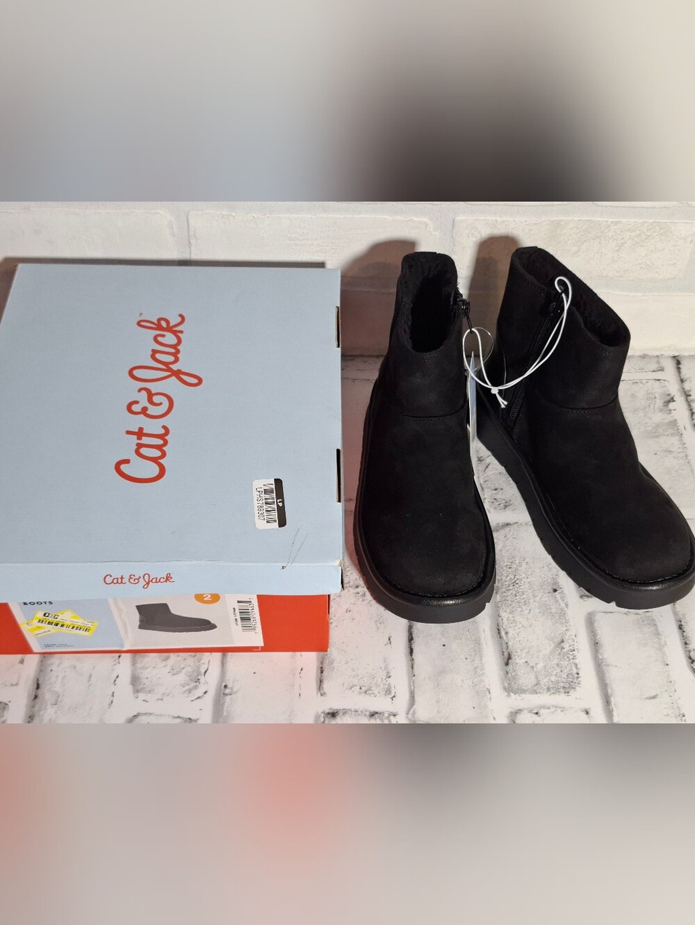 Cat & Jack Black Ankle Booties with Side Zipper